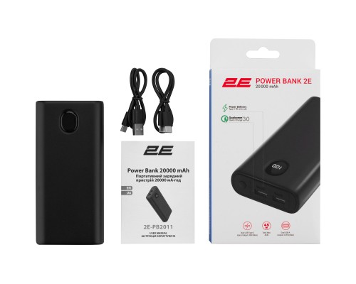 Батарея універсальна 2E 20000mAh PD QC 45W (2E-PB2011-BLACK) 