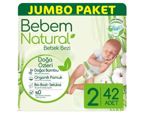 Підгузки Bebem Natural 2 mini 3-6 кг 42 шт (8690536806003)
