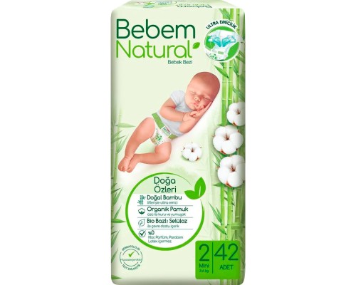 Підгузки Bebem Natural 2 mini 3-6 кг 42 шт (8690536806003)