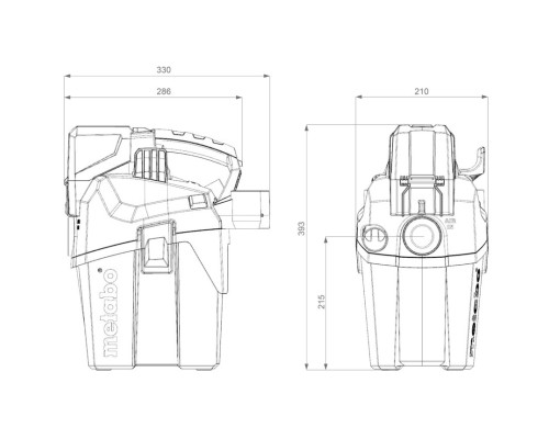 Пилосос будівельний Metabo акумуляторний AS 18 HEPA PC COMPACT, 18V, 6л, 2100л/хв, 3.8кг (без АКБ та ЗП) (602029850)