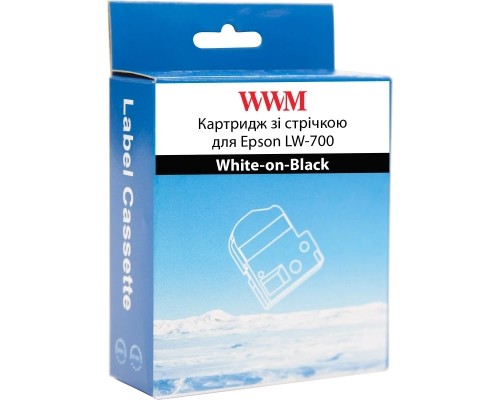 Стрічка для принтера етикеток WWM для Epson LW-700 24mm х 8m White-on-Black (WWM-SD24K)