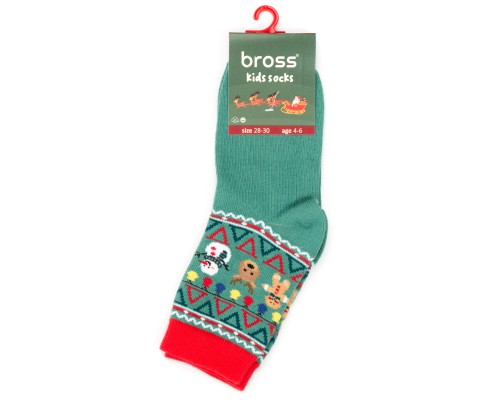 Шкарпетки дитячі Bross новорічні (10969-6-8-green)