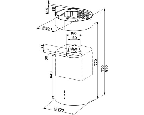 Витяжка кухонна Faber Cylindra Isola Evo Plus Bk Matt A37 (335.0572.104)