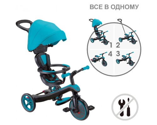 Дитячий велосипед Globber Explorer Trike 4 в 1, бірюзовий (634-105)