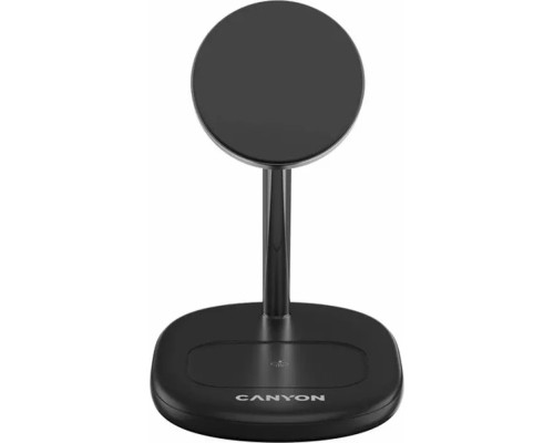 Зарядний пристрій Canyon wireless charger WCS-205 15W Qi2 2in1 w/o adapter Black (CNS-WCS205BW/A)