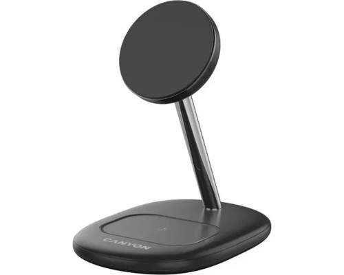 Зарядний пристрій Canyon wireless charger WCS-205 15W Qi2 2in1 w/o adapter Black (CNS-WCS205BW/A)