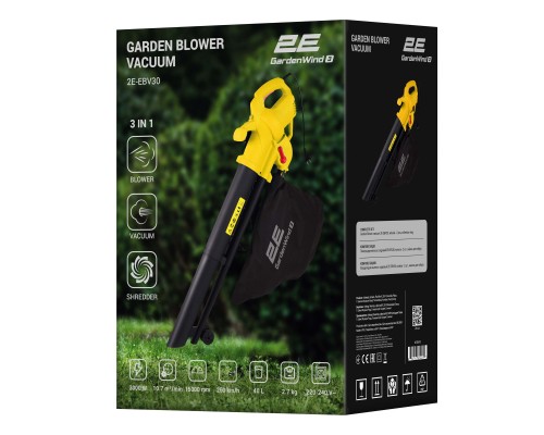 Повітродувка 2E GardenWind 3000Вт, 3в1, 250км/год, 40л (2E-EBV30)