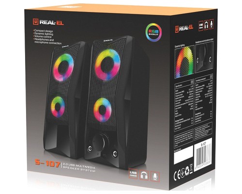 Акустична система REAL-EL S-107 USB Black (EL121100017)