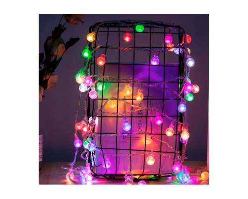Гірлянда Voltronic Кульки різнокольорові, 40 шт, 6 м., прозора, 3*АА (GirlMixBall-40LED-6m)