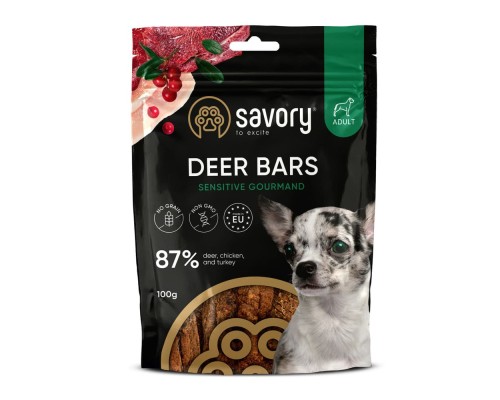 Ласощі для собак Savory Bars With Venison 100 г (4820261921120)