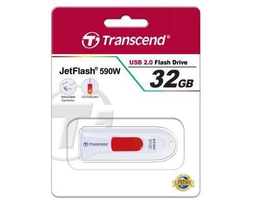 USB флеш накопичувач Transcend 32GB JetFlash 590 White USB 2.0 (TS32GJF590W)