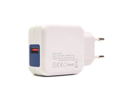 Зарядний пристрій PowerPlant W-250 USB QC 3.0: 220V, 3A (SC230013)