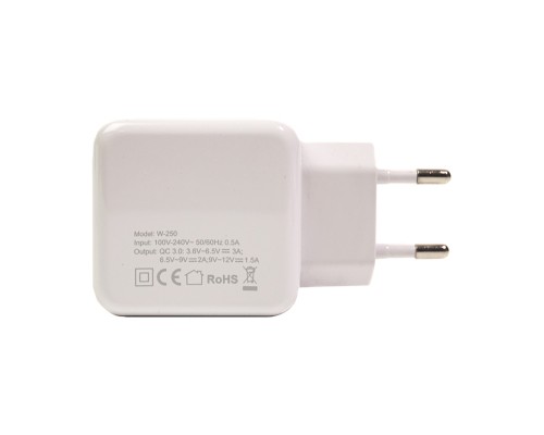 Зарядний пристрій PowerPlant W-250 USB QC 3.0: 220V, 3A (SC230013)
