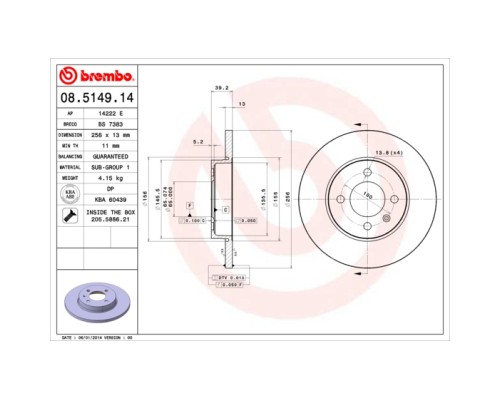 Гальмівний диск Brembo 08.5149.14