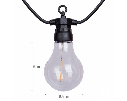Гірлянда YES! Fun ретро LED вулична 10 ламп, 6 м, IP44, тепло-біла, 8 м (801172)
