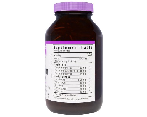 Амінокислота Bluebonnet Nutrition Натуральний Лецитин 1365мг, 180 желатинових капсул (BLB-00926) 