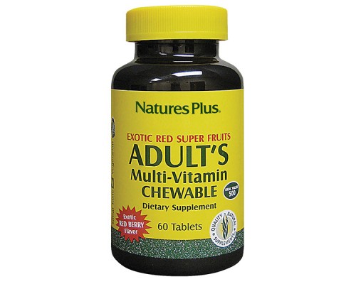 Мультивітамін Natures Plus Мультивітаміни для Дорослих, Смак ягід, 60 жувальних (NTP30871)