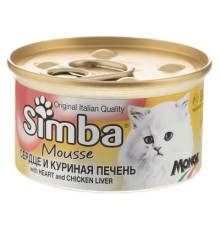 Консерви для котів Simba Cat Wet курячі сердечка та лівер 85 г (8009470009461)