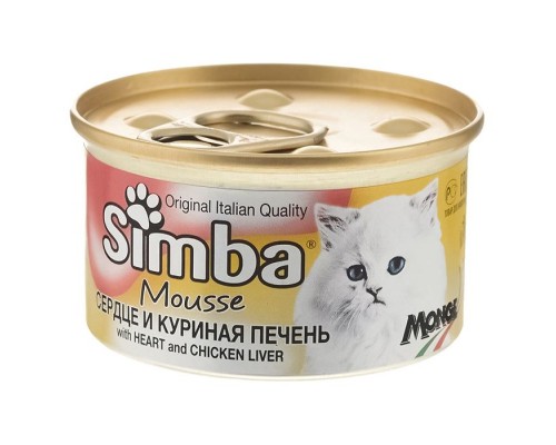 Консерви для котів Simba Cat Wet курячі сердечка та лівер 85 г (8009470009461)