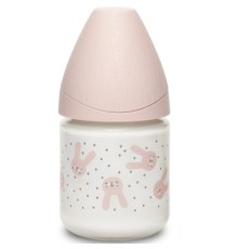 Пляшечка для годування Suavinex Пляшечка скляна, 120 мл, кругла соска повільний потік, 