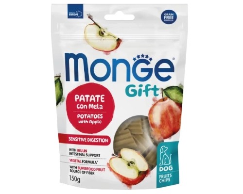 Ласощі для собак Monge Gift Dog Fruit Chips Sensitive digestion картопля з яблуком (веган) 150 г (8009470085786)