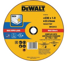 Круг відрізний DeWALT INOX, нержавіюча сталь/листовий метал, 230х1.9х22.23 мм (DT43909)