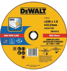 Круг відрізний DeWALT INOX, нержавіюча сталь/листовий метал, 230х1.9х22.23 мм (DT43909)