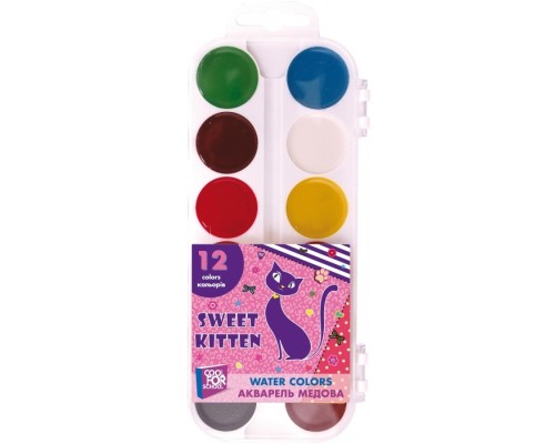 Акварельні фарби Cool For School медова Sweet Kitten, 12 кольорів (CF60139)