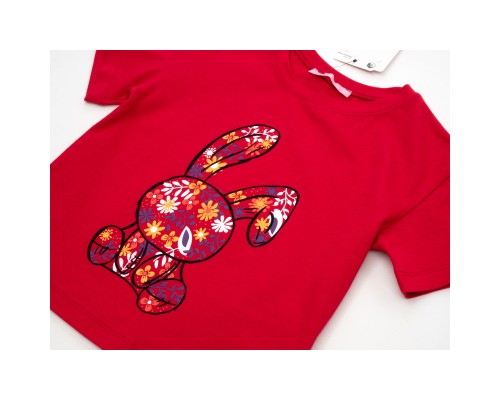 Футболка дитяча First kids із зайчиком (756-116G-red) Футболка дитяча First kids із зайчиком (756-116G-red)
