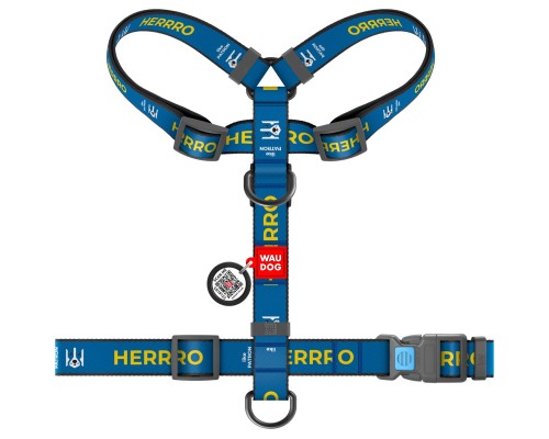 Шлея для собак WAUDOG Nylon з QR паспортом анатомічна H-подібна 