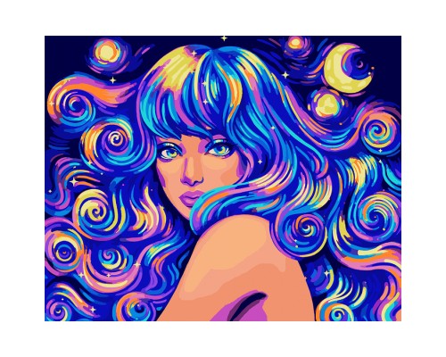 Картина по номерам Santi Космічна дівчина 40*50 см неонові фарби (954518)