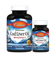 Жирні кислоти Carlson Жир із Печінки Тріски, Смак Лимона, Cod Liver Oil Lemon, 150+30 бажань (CAR-01384)