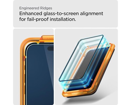 Скло захисне Spigen Apple iPhone 15 Glas.tR AlignMaster FC Black (2P) (AGL06906)