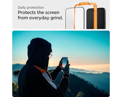 Скло захисне Spigen Apple iPhone 15 Glas.tR AlignMaster FC Black (2P) (AGL06906)