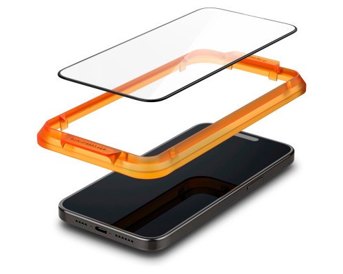 Скло захисне Spigen Apple iPhone 15 Glas.tR AlignMaster FC Black (2P) (AGL06906)