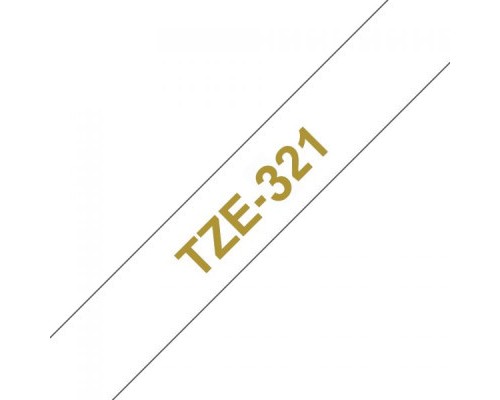 Стрічка для принтера етикеток UKRMARK B-T321P, ламінована, 9мм х 8м, gold on white, аналог TZe321 (900785)