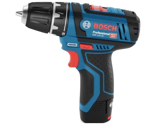 Шуруповерт Bosch GSR 12V-15 12В, 2х2А/год, 15-30Нм, 0-400/400-1300об/хв, набір 10 біт, кейс (0.601.868.10G)