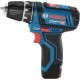Шуруповерт Bosch GSR 12V-15 12В, 2х2А/год, 15-30Нм, 0-400/400-1300об/хв, набір 10 біт, кейс (0.601.868.10G)
