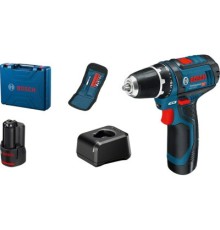 Шуруповерт Bosch GSR 12V-15 12В, 2х2А/год, 15-30Нм, 0-400/400-1300об/хв, набір 10 біт, кейс (0.601.868.10G)