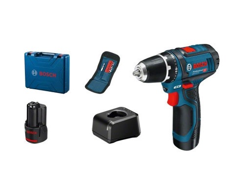 Шуруповерт Bosch GSR 12V-15 12В, 2х2А/год, 15-30Нм, 0-400/400-1300об/хв, набір 10 біт, кейс (0.601.868.10G)