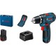 Шуруповерт Bosch GSR 12V-15 12В, 2х2А/год, 15-30Нм, 0-400/400-1300об/хв, набір 10 біт, кейс (0.601.868.10G)
