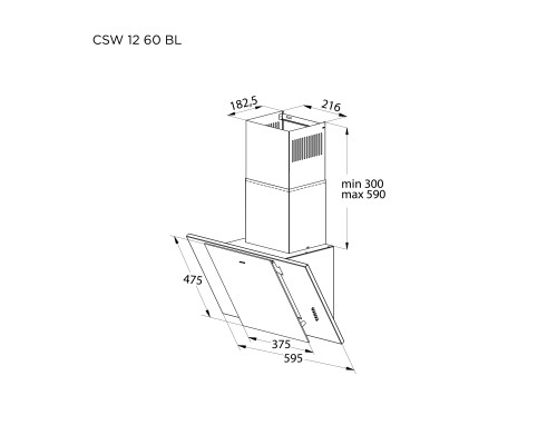 Витяжка кухонна Pyramida CSW 12 60 BL
