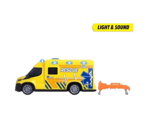 Ігровий набір Dickie Toys Автомобіль Швидка допомога з ношами, зі звук. та світл. ефект., 1:32 18 см (3713014) Ігровий набір Dickie Toys Автомобіль Швидка допомога з ношами, зі звук. та світл. ефект., 1:32 18 см (3713014)