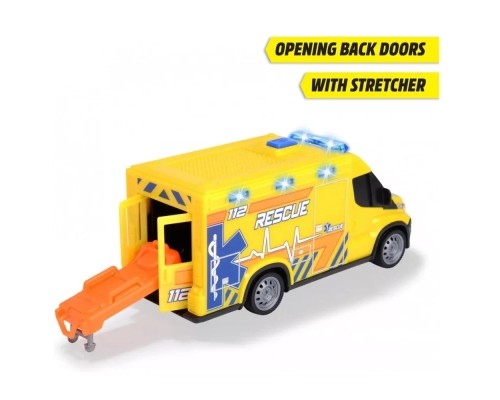 Ігровий набір Dickie Toys Автомобіль Швидка допомога з ношами, зі звук. та світл. ефект., 1:32 18 см (3713014) Ігровий набір Dickie Toys Автомобіль Швидка допомога з ношами, зі звук. та світл. ефект., 1:32 18 см (3713014)