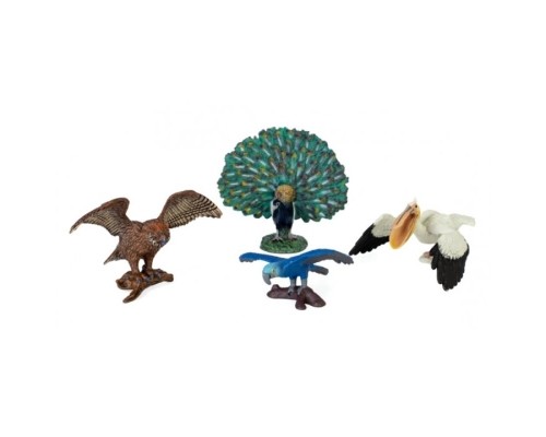 Фігурка Kids Team набір Сафарі Птахи: Гіацинтовий Ара,Павич, Пелікан, Сова (Q9899-C19_1)