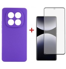 Чохол до мобільного телефона Dengos Kit Xiaomi Redmi Note 14 Pro case Carbon + glass (Purple) (DG-KM-130)