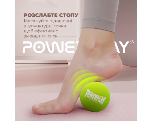 Масажний м'яч PowerPlay PP-4354 Silicone Lacrosse Ball (6.3см) Зелений (PP-4354_Green)