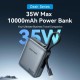 Батарея універсальна Vention 10000mAh 35W 3A PD, Type-C in/out, Built-in USB-C Cable, LED Display,Gray (FHEH0)