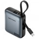 Батарея універсальна Vention 10000mAh 35W 3A PD, Type-C in/out, Built-in USB-C Cable, LED Display,Gray (FHEH0)