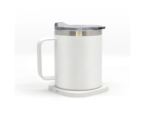 Термокружка TheGeneral з підігрівом та бездротовою зарядкою ThermoHub 15W з LED індикатором біла (40021321-08)